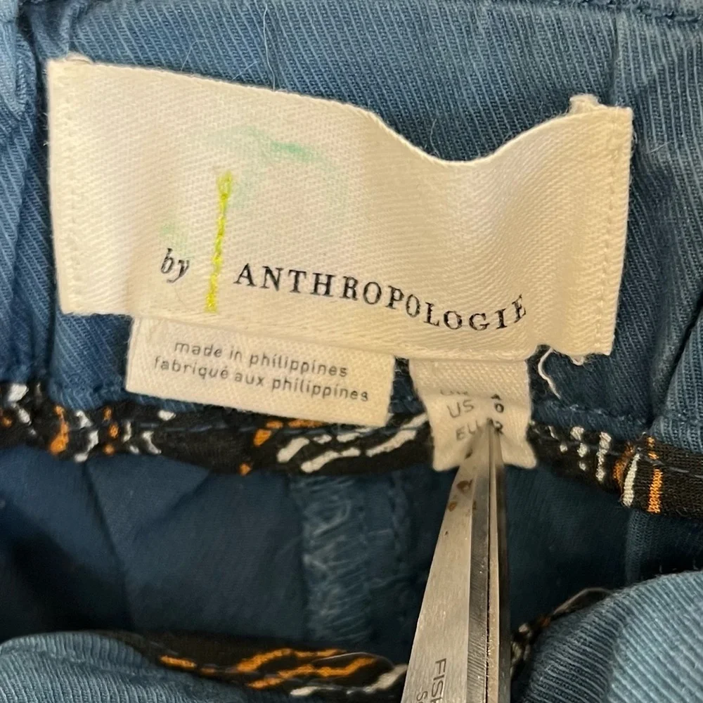 Anthropologie High Waist Tie Belt Utility Pants Size 0 Turquoise Cropped